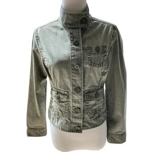 GAP Distressed Army Green Long Sleeve Utility Jacket Size 8